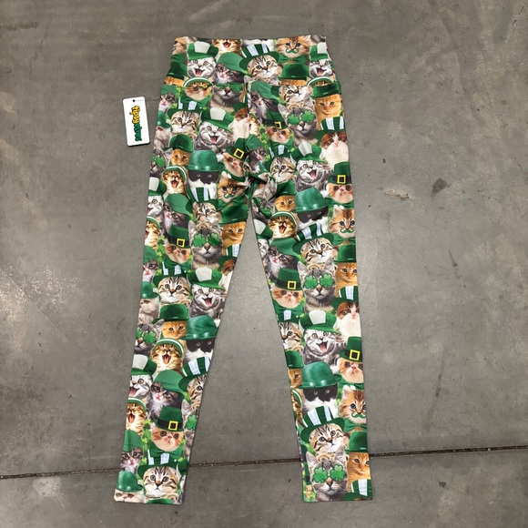 🍀😻Tipsy Elves Women's St. Patrick's Day Cat Leggings large - Picture 2 of 7